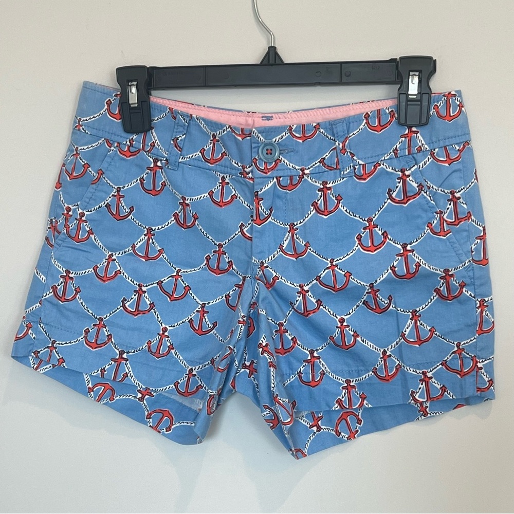 Lilly Pulitzer Callahan shorts size 00 Nautical Blue Red Anchors Away